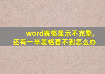 word表格显示不完整,还有一半表格看不到怎么办