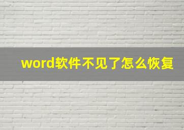 word软件不见了怎么恢复