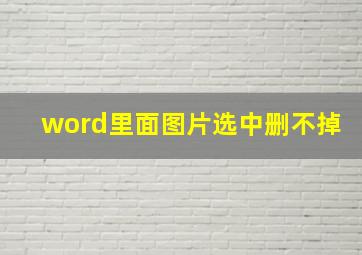 word里面图片选中删不掉