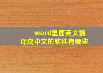 word里面英文翻译成中文的软件有哪些