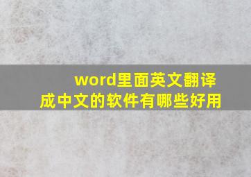 word里面英文翻译成中文的软件有哪些好用