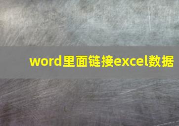 word里面链接excel数据