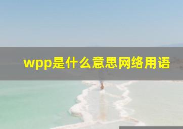 wpp是什么意思网络用语