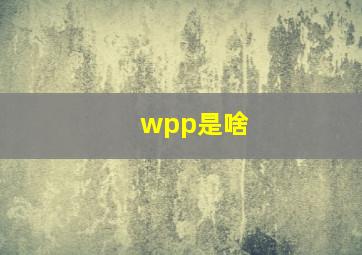 wpp是啥