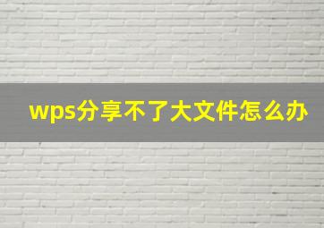 wps分享不了大文件怎么办