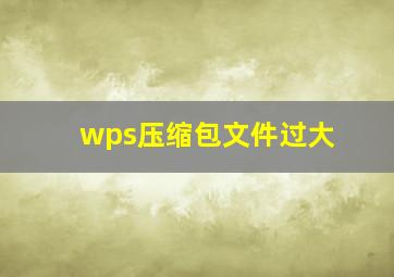 wps压缩包文件过大