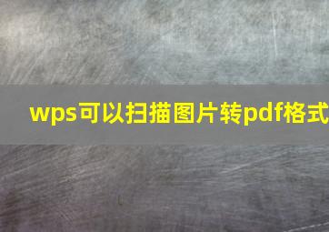 wps可以扫描图片转pdf格式