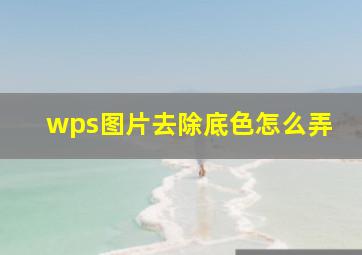 wps图片去除底色怎么弄