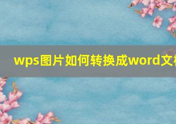 wps图片如何转换成word文档