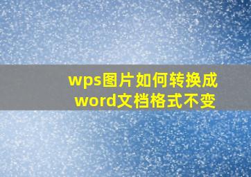 wps图片如何转换成word文档格式不变