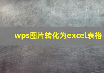 wps图片转化为excel表格