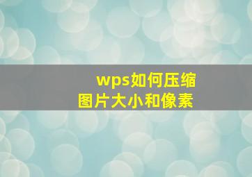 wps如何压缩图片大小和像素