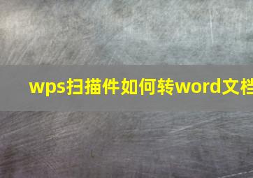 wps扫描件如何转word文档