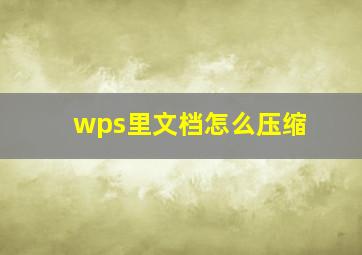 wps里文档怎么压缩