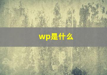 wp是什么