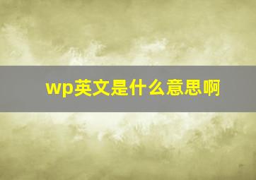 wp英文是什么意思啊