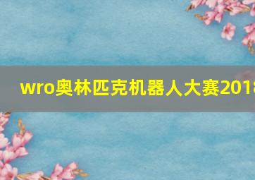 wro奥林匹克机器人大赛2018