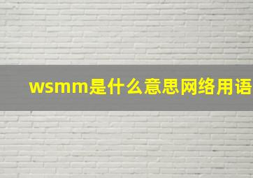 wsmm是什么意思网络用语