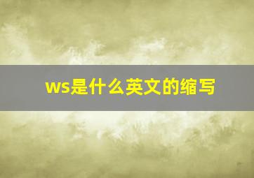 ws是什么英文的缩写