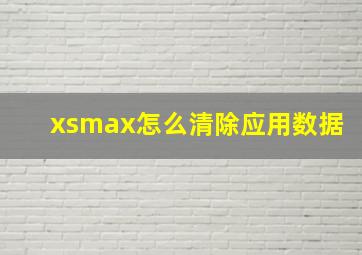 xsmax怎么清除应用数据