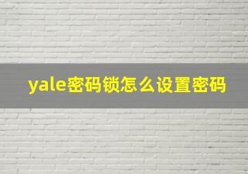 yale密码锁怎么设置密码