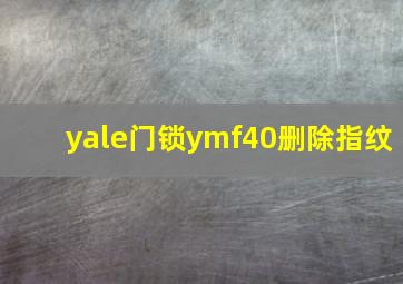 yale门锁ymf40删除指纹