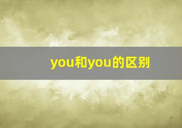 you和you的区别