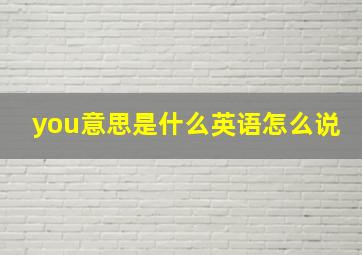 you意思是什么英语怎么说