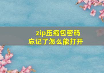 zip压缩包密码忘记了怎么能打开