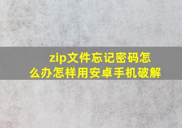 zip文件忘记密码怎么办怎样用安卓手机破解