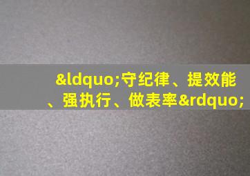 “守纪律、提效能、强执行、做表率”