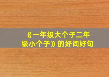 《一年级大个子二年级小个子》的好词好句