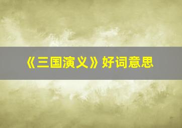 《三国演义》好词意思