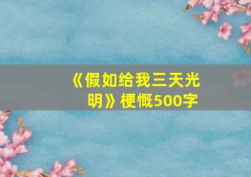 《假如给我三天光明》梗慨500字