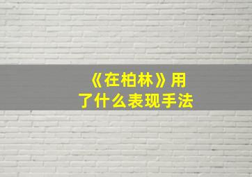 《在柏林》用了什么表现手法