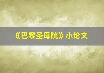 《巴黎圣母院》小论文