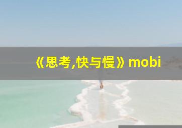 《思考,快与慢》mobi