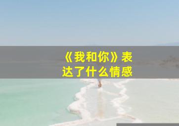 《我和你》表达了什么情感