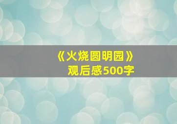 《火烧圆明园》观后感500字