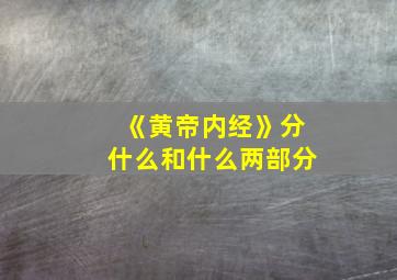 《黄帝内经》分什么和什么两部分