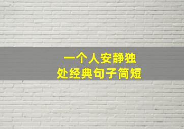 一个人安静独处经典句子简短