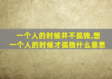 一个人的时候并不孤独,想一个人的时候才孤独什么意思