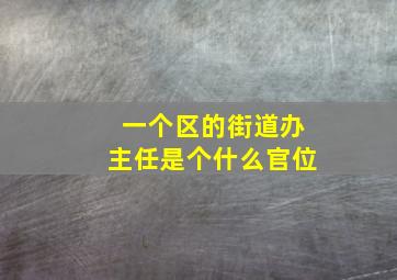 一个区的街道办主任是个什么官位