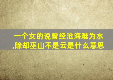 一个女的说曾经沧海难为水,除却巫山不是云是什么意思