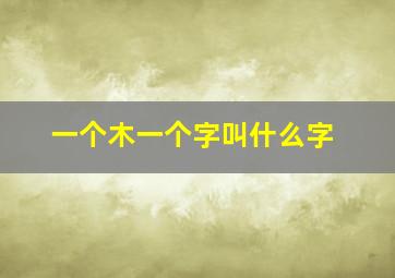 一个木一个字叫什么字