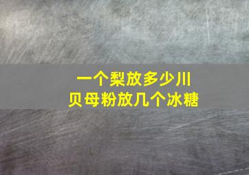 一个梨放多少川贝母粉放几个冰糖