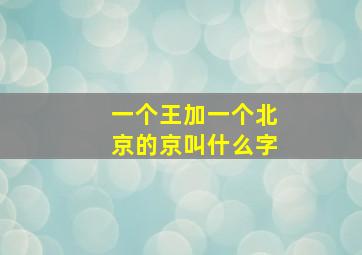 一个王加一个北京的京叫什么字