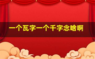 一个瓦字一个千字念啥啊