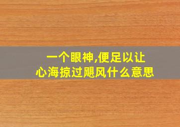 一个眼神,便足以让心海掠过飓风什么意思