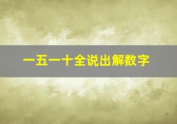 一五一十全说出解数字